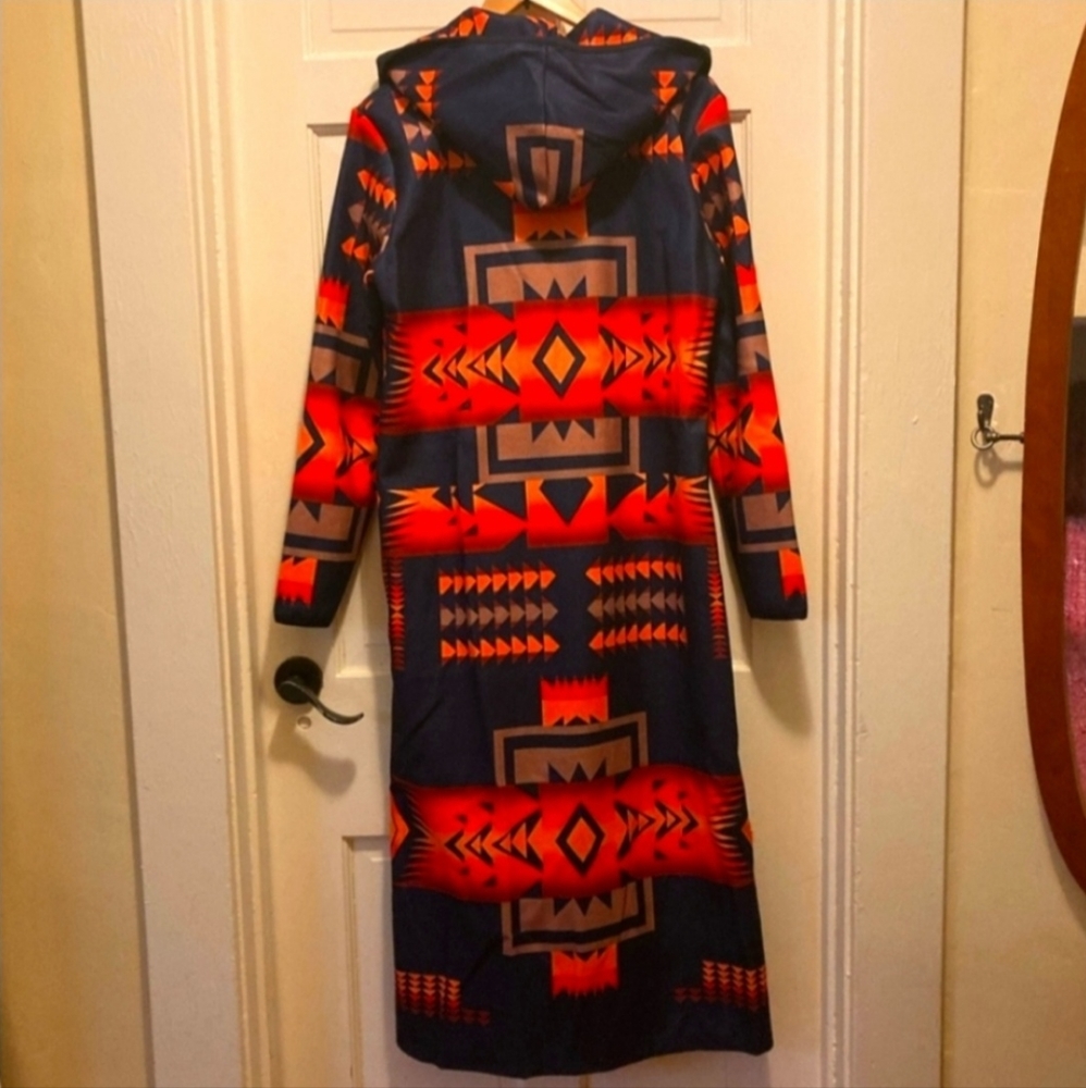 Navajo tribal print trench coat XL